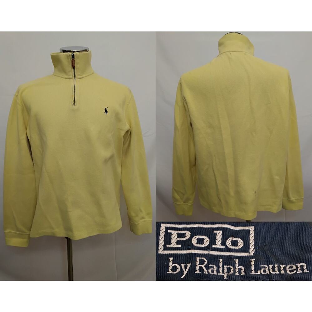 Polo Ralph Lauren Quarter Zip Pullover Sweater Men's L Yellow Vintage 90s #Z5329